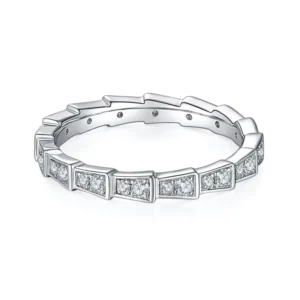 RENSINO S925 Sterling Silver Platinum Plated Luxury Snake Design D Grade Lab Grown Diamond GRA Certified Anniversary