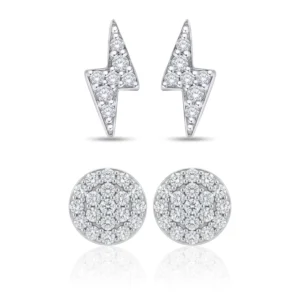 RENSINO S925 Sterling Silver Rhodium Plated Gold Fine Stud Earrings for Women CZ Zircon Sparkle Dainty Piercing Jewelry Anniversary Gift