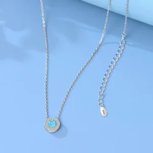 RENSINO S925 Sterling Silver Rhodium Plated Trendy Classic Charm Necklace with Geometric Zircon Link Chain Wedding Gift Party Women