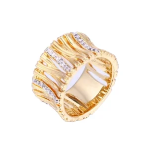 RENSINO S925 Sterling Silver Ring Gold Plated Jewelry