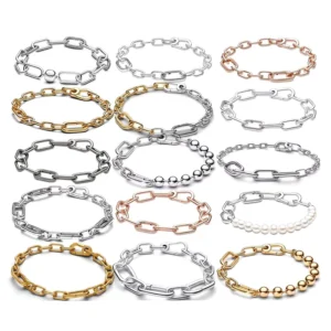 RENSINO S925 Sterling Silver Rose Gold Wire Charm Bangle Women Adjustable Chain Bell Shape DIY Jewelry Handmade