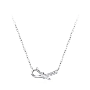 RENSINO S925 Sterling Silver Zircon Cute Bow Earrings & Pendant Necklace Set Versatile Fashion Jewelry for Women Party & Gift