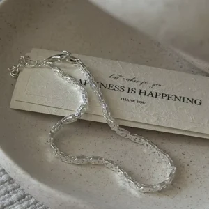 RENSINO S999 Sterling Silver Shiny Chain Bracelet Retro Korean Style Women’s Jewelry Gift for Women Birthday Fashion Jewelry