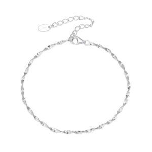 RENSINO SB182 2mm Width Water Wave Scales Genuine 925 Sterling Silver Chain Bracelet Jewelry