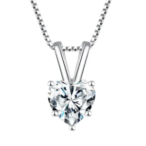 RENSINO SC 925 Silver Birthday Stone Necklace Women Gift Heart Pendant Birthstone Necklace