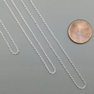 RENSINO SC29 Women Men Jewelry Supplies Making Chains 925 Sterling Silver 1.2mm Diamond-Cut Rope Chain Necklace