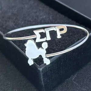 RENSINO SGR Greek Sorority Poodle Alphabet Stainless Steel Bangle Adjustable Sigma Gamma Rho Open Bangle Jewelry Manufacturer