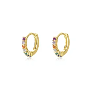 RENSINO SHIYI Trendy Light Wear S925 Sterling Silver Colorful Zircon Hoop Earrings for Women