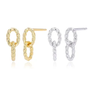 RENSINO SPJ Twisted Double Hoop Earrings S925 Sterling Silver Hypoallergenic Contemporary Fine Jewelry for Women