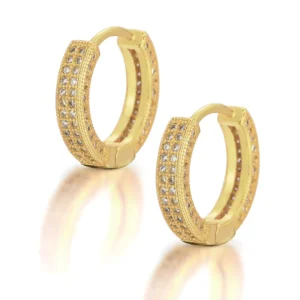 RENSINO SQ Hip Hop Earring Ring Earrings Micro Copper Set with Zircon Earrings Bling Men’s and Women’s Hip Hop Earrings