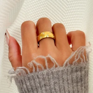 RENSINO SUMMER NEW GOTHIC UNISEX GOURD MINI ZIRCON RING Dazan HOT 18k PVD Gold Plated Stainless Steel Tarnish Free Lady JEWELRY