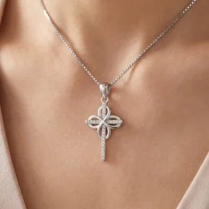 RENSINO SayYes Christian Cross God Retro Pendant Rhodium Plated Cubic Zirconia 925 Sterling Silver Fine Jewelry Gift