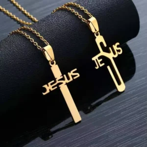 RENSINO Scapular Christian Catholic Religious Silver Gold Plated Stainless Steel Chain Jesus Cross Pendant Necklace for Women Men