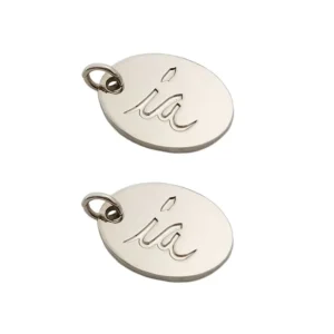 RENSINO Security Engraved Oval Silver Name logo Custom Metal hang Charm Pendant Jewelry Tags for Bracelet