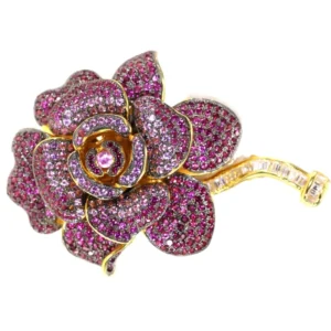 RENSINO Selling Very Popular Gold Plated Silver Flower Brooch