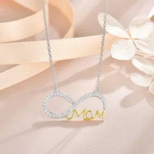 RENSINO Sentimental Mother’s Day Jewelry 925 Silver Infinity Mom Necklace with Moissanite