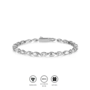 RENSINO Shiny Textured Marquise Moissanite Tennis Bracelet 3*6mm S925 Silver Gilded Hip Hop Hepburn Style GRA Certified Women Jewelry