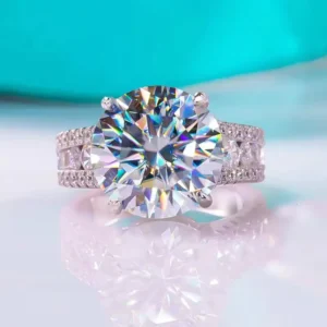 RENSINO Silver 925 10 Carat Brilliant Cut Diamond Past D Color Moissanite Ring for Women Wedding Fine Jewelry