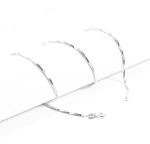 RENSINO Silver 925 Jewelry 1.2mm Twisted Round Snake Sterling Silver Chain 5.26 gram 45cm Necklace
