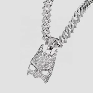RENSINO Silver Alloy Cuban Chain Rhinestone Hip Hop Animal Pendant Necklace