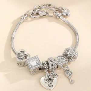 RENSINO Silver Bangle BRACELETS Necklace Rings Fine Jewelry Set Silver Colour Femme DIY Metal Bracelet