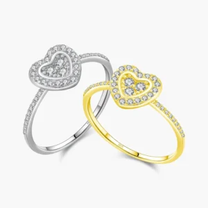 RENSINO Silver Classic Hearts Ring Solid 925 Sterling Silver Dazzling Zircon Charm Finger Rings for Women Wedding Fine Jewelry
