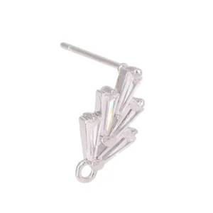 RENSINO Silver Earrings Elegant Fashion Ear Stud Accessories Crystal Column Silver Ear Studs Hypoallergenic
