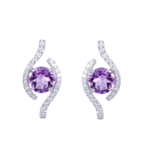 RENSINO Silver Earrings With Natural Stones Amethyst Earrings Custom Logo Earrings Jewelry