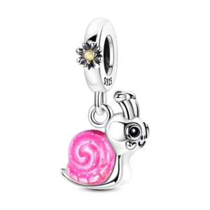 RENSINO Silver Fashion Cute Snail Charms Pendant With Zircon Classic Jewelry Parties Silver Plated