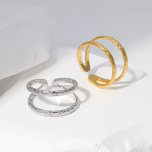 RENSINO Silver Fine Jewelry Adjustable Anti Tarnish Stainless Steel Fingers Luxury Rings for Women Girls