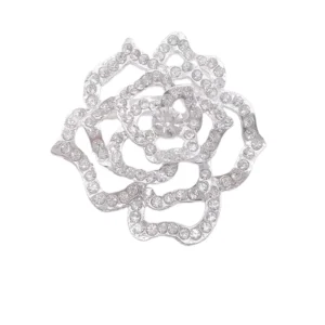 RENSINO Silver Flower Crystal Diamond Brooch for Women