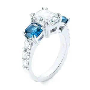 RENSINO Silver Gold Plated Handmade Emerald Cut CZ Gemstone Engagement Ring 925 Sterling Silver Women’s