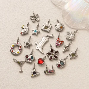 RENSINO Silver Hammered Charms Stainless Steel Assorted Charms for DIY Jewelry Making Waterproof Hypoallergenic Non Fading