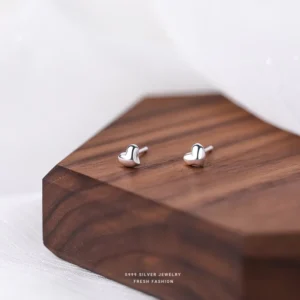 RENSINO Silver Jewelry 925 Sterling Silver Heart Earrings