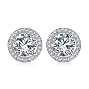 RENSINO Silver Jewelry Fashion Silver Earring Designs New Model Earrings 925 Sterling Silver Pave Cz Round Stud Earring