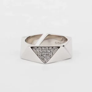 RENSINO Silver Jewelry Polygon Silver Ring