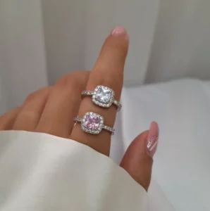 RENSINO Silver Jewelry S925 Sterling Silver 5A Quality Zircon 925 Silver Engagement Wedding Rings for Women