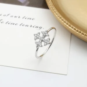 RENSINO Silver Jewelry S925 Sterling Women Zircon Ring Engagement Ring 925 Sterling Silver