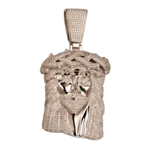 RENSINO Silver Pendant Jesus Head with Moissanite Hip Hop Jewelry