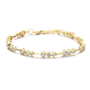RENSINO Silver Plated 925 Sterling Silver Moissanite Single Row Round Stones Tennis Bracelet Luxury Wedding Gift