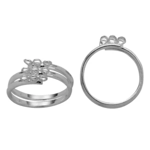 RENSINO Silver Plated Brass Finger Ring Settings With 9 Loops Jewelry Findings