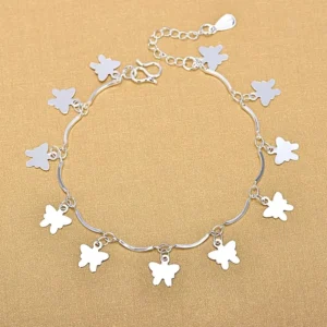 RENSINO Silver Plated Charms Butterfly Link Chain Women Bracelets