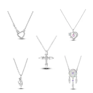 RENSINO Silver Plated Copper Material DIY Jewelry Set Original Bracelet and Necklace with Zircon Dangle Pendant Wedding Gift