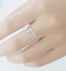RENSINO Silver Plated Crown Ring for Women Original Fashion Jewelry Gift Open Adjustable Finger Ring