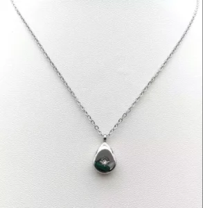 RENSINO Silver Plated Dainty Pear Pendant Necklace for Women Tear Pendant With Zircon Necklaces Stainless Steel