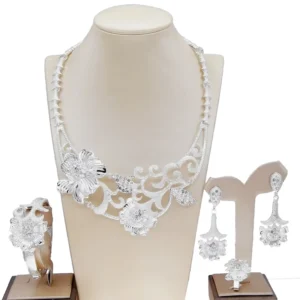 RENSINO Silver Plated Jewelry Sets Non Tarnish Italian Jewellery Necklace Bracelet Jewelry Set for Women