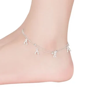 RENSINO Silver Plated Peanut Double Layer Toe Anklet Popular European American Fashionable Accessories New Online Hot Item