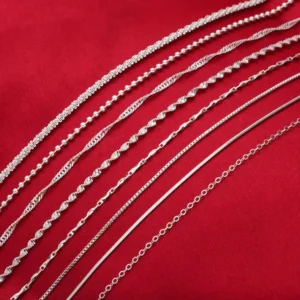 RENSINO Silver Plated Single Choker Water Wave Ingot Snake Bone O Shaped Melon Seeds Box Chain Necklace