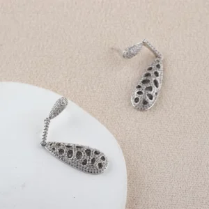 RENSINO Silver Plated Zircon Dangle Earrings Copper Alloy Fashion Drop Earrings for Women