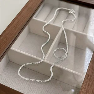 RENSINO Silver Sparkling Chain Necklace 925 Sterling Silver Collar Clavicle Necklace